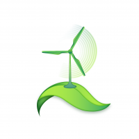Wind power symbol. At Maes Honey, we use wind turbines to package our honey in a sustainable manner.